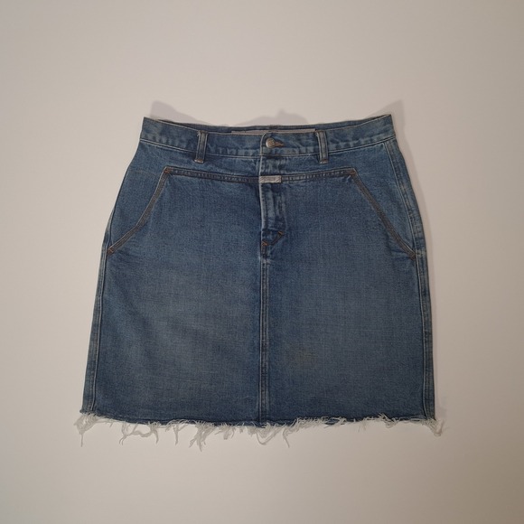 Marithé + François Girbaud Dresses & Skirts - Marithé François Girbaud Denim Mini Skirt Size 30 Raw Hem Vintage